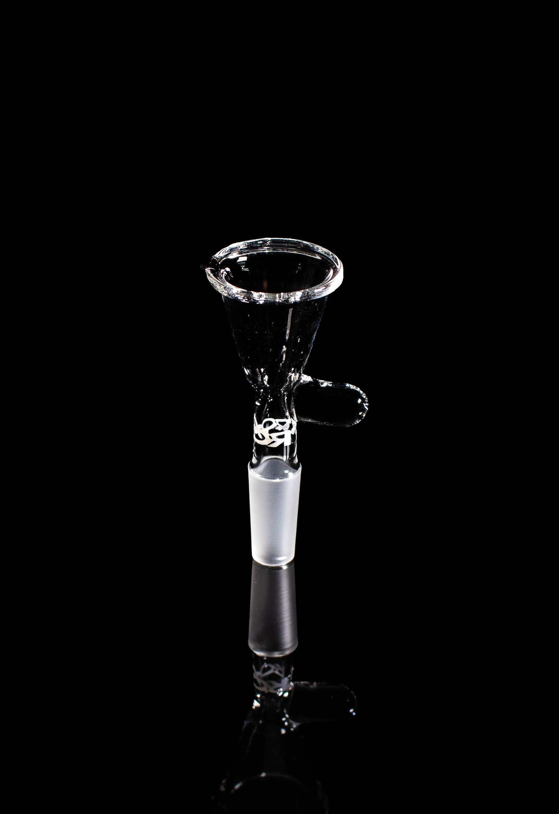 ROOR® 10mm Classic Funnel Bowl with Round Handle on black background.