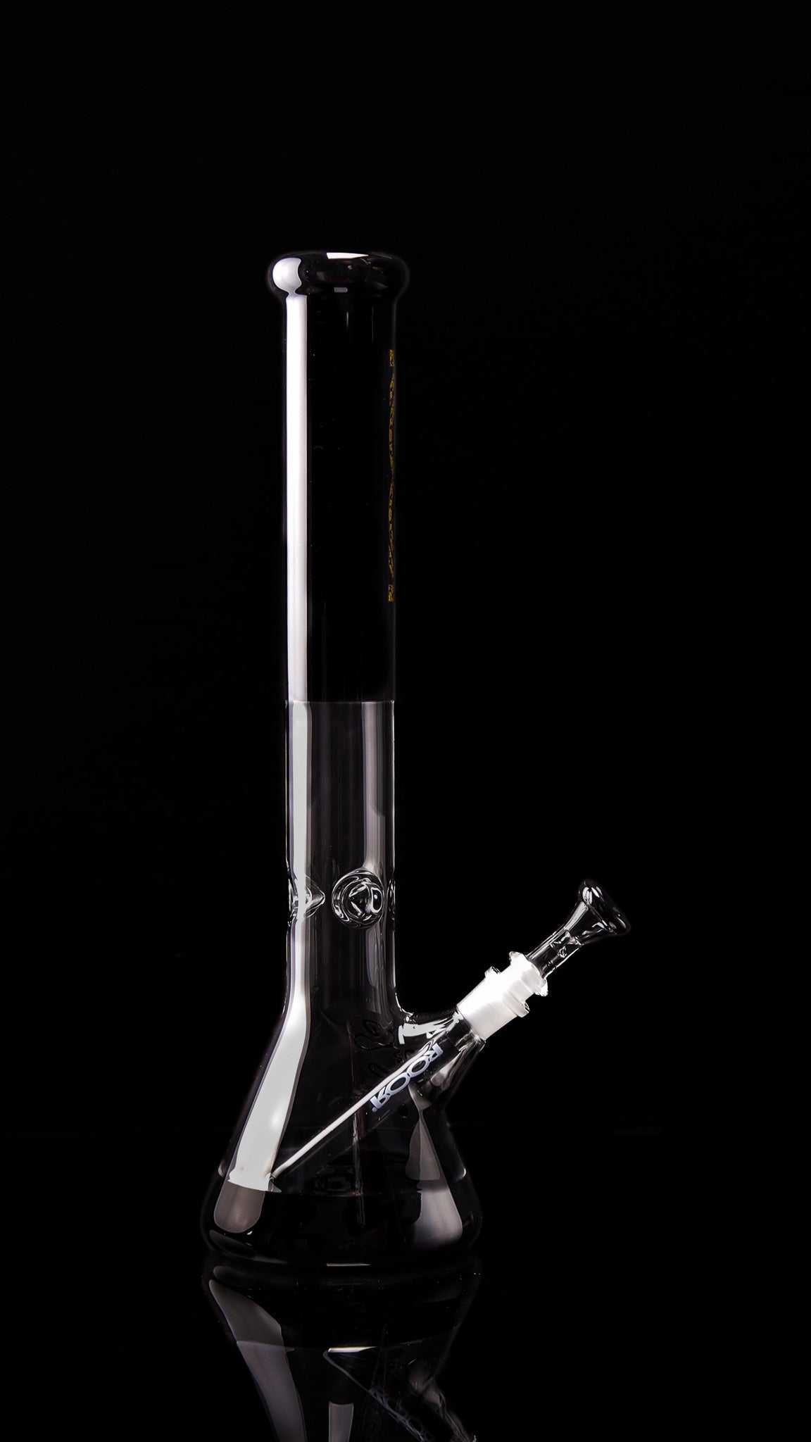 ROOR® Classic 18" Color Beaker 50x5mm Black with ice pinches and matching downstem.