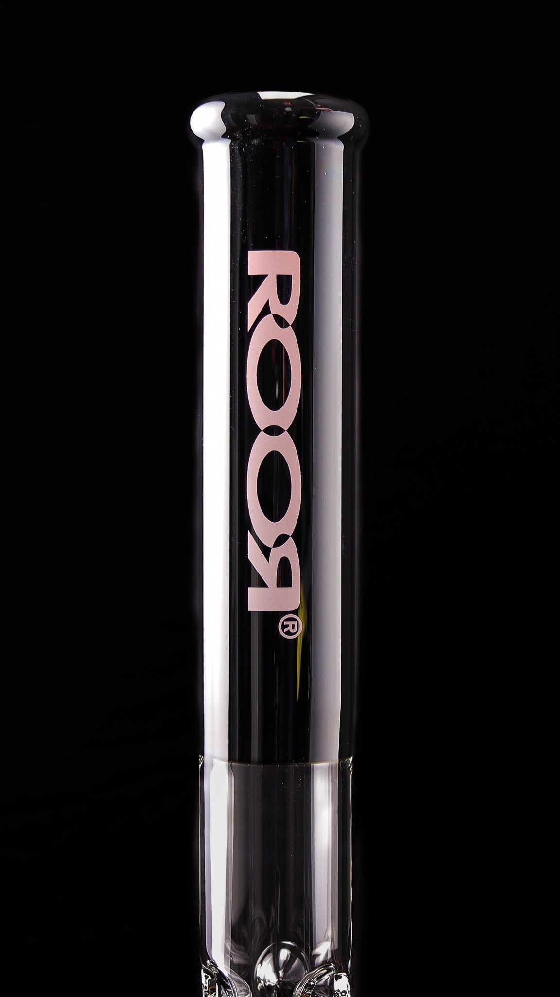 ROOR® Classic 18" Color Beaker 50x5mm Black glass tube with pink logo.