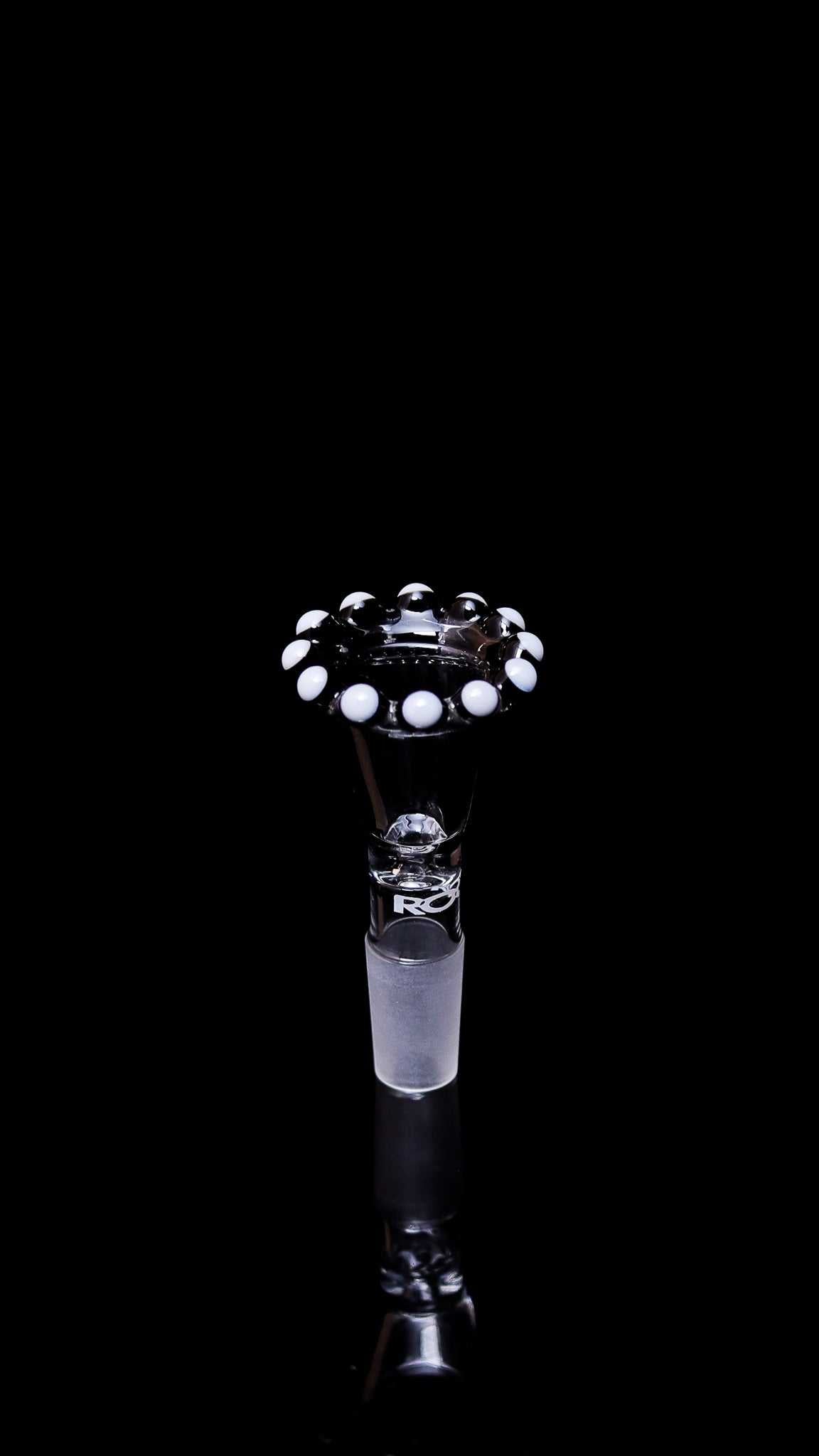 ROOR® Crown 14mm funnel bowl with black and white design and full color downstem set