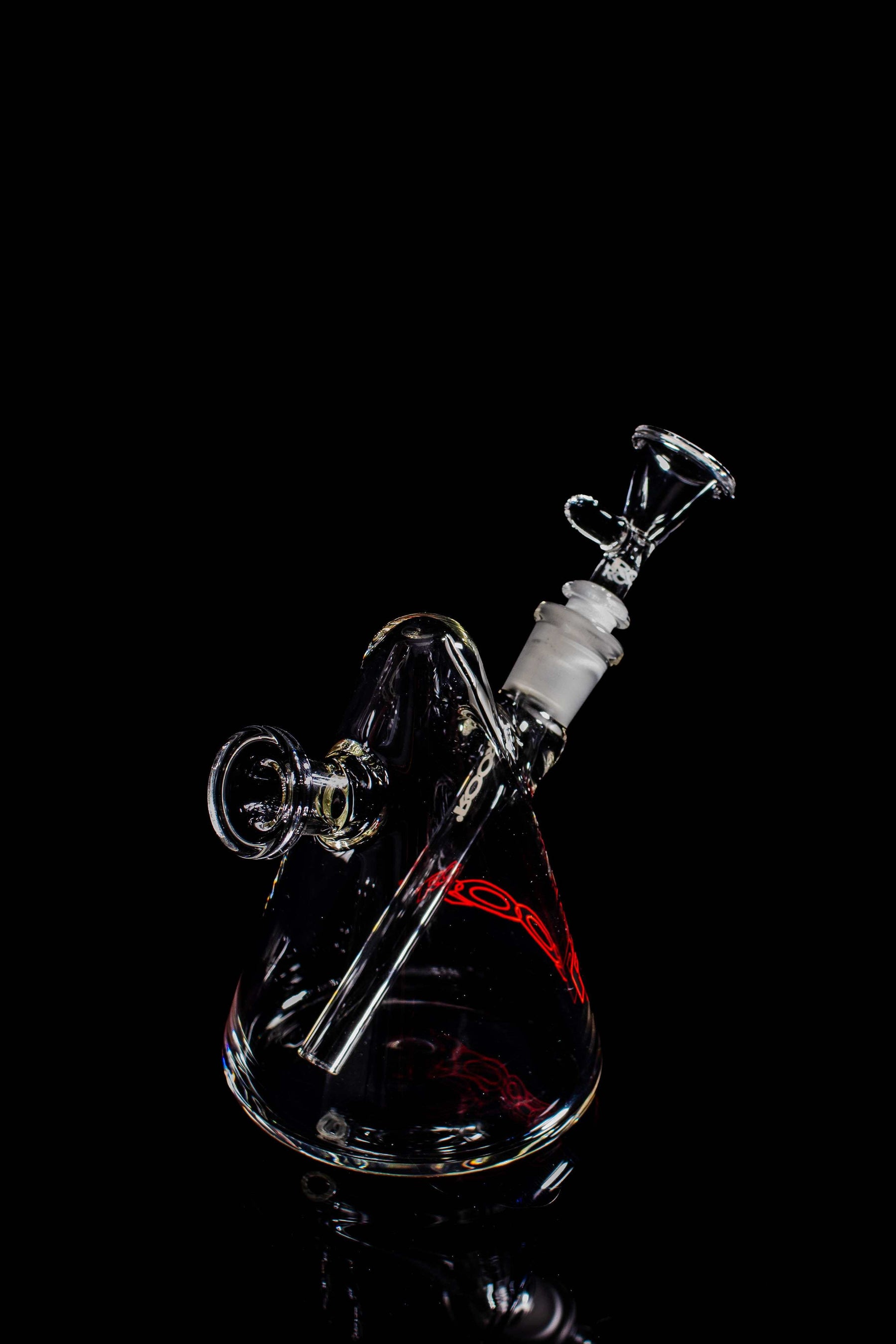 ROOR® Limited Edition Mini Glass Egg, clear glass, handcrafted bong, black with red outline decal.