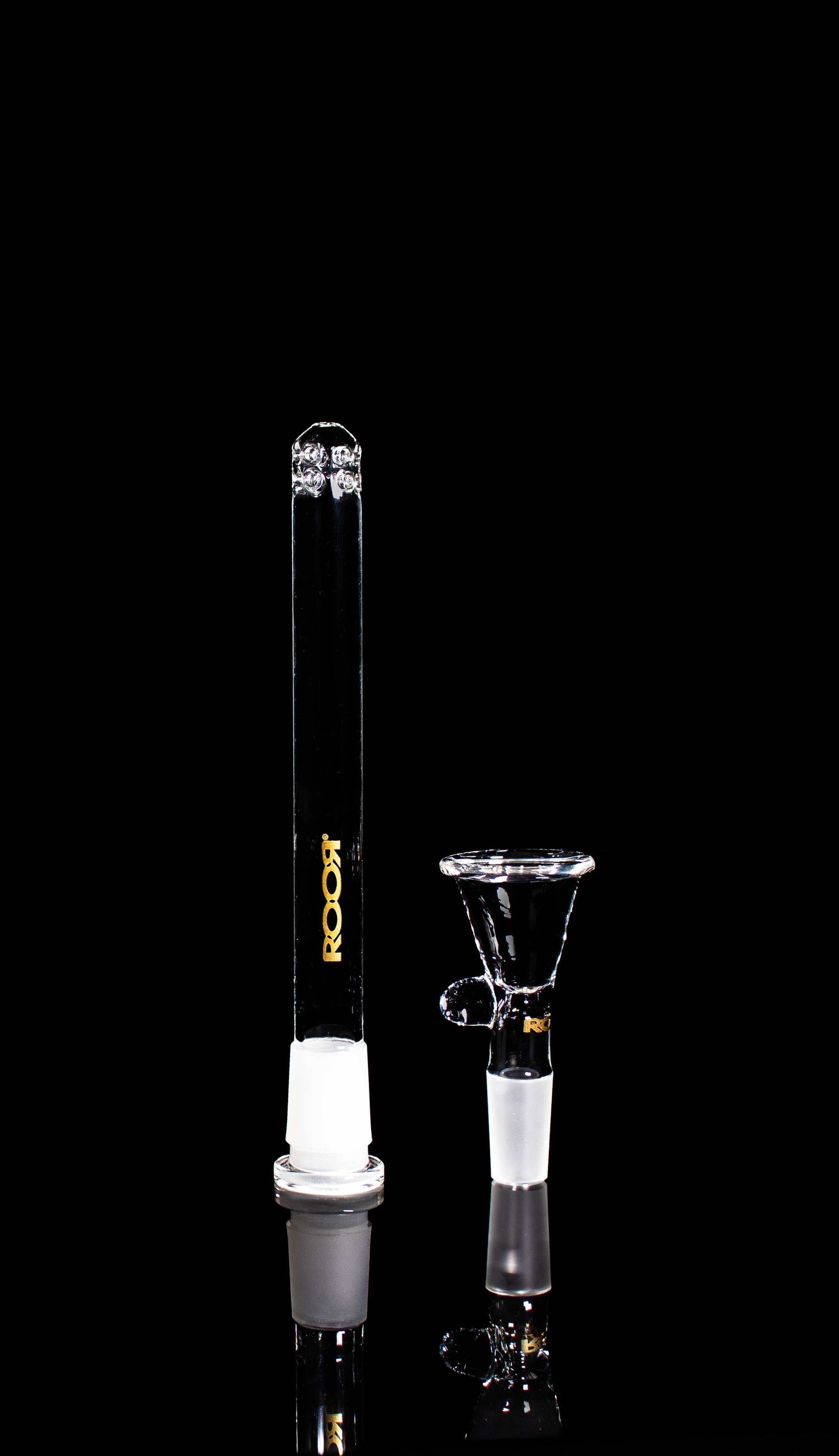 ROOR® Downstem and Bowl Set with gold decal and clear color accents for glass tubes
