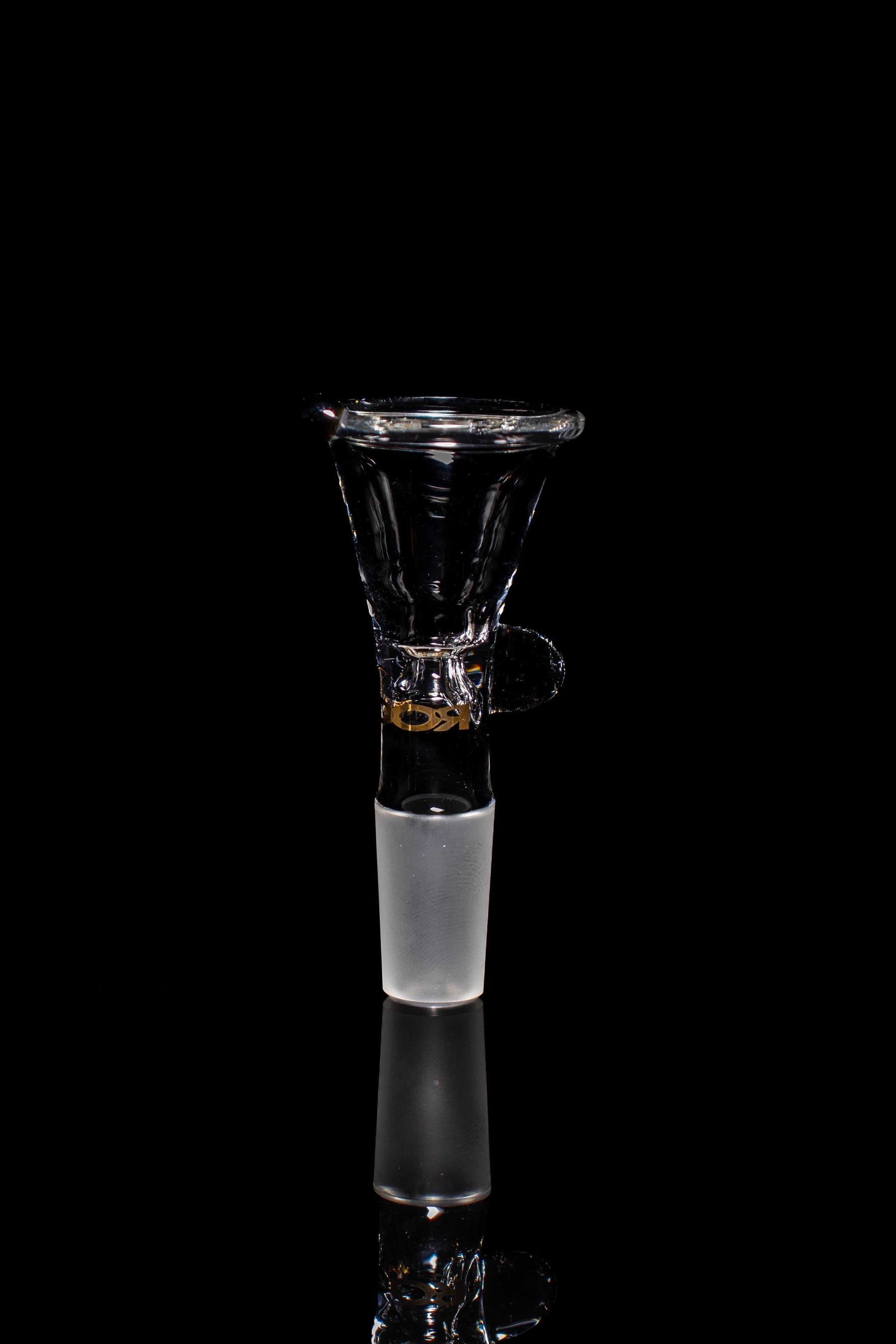 ROOR® Downstem and Bowl Set with gold decal on clear glass tube, featuring 18.8mm joint and 14mm male bowl fit