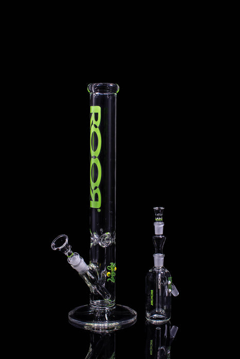 Exclusive, Collectors Bundle Set - ROOR 18” Straight Base 50x7 GREEN Label & Matching Ashcatcher 50x5 14mm