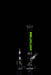 ROOR 18-inch straight base glass bong with green label and matching ashcatcher on black background