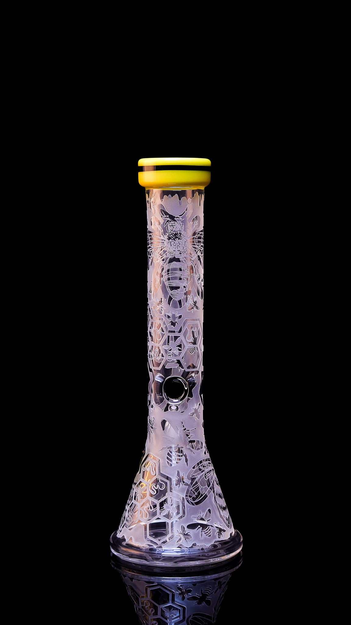 ROOR HONEYBEE 14" Beaker 50x5mm double color lip sandblasted glass bong with matching downstem and bowl