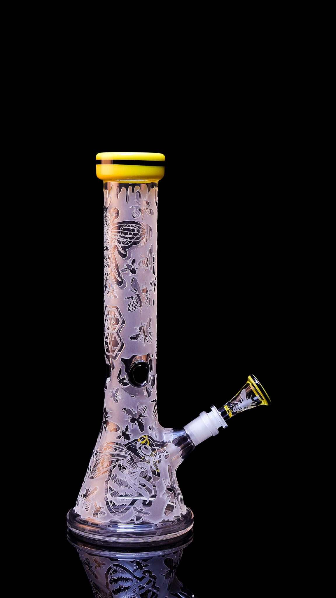 ROOR HONEYBEE 14" Beaker 50x5mm with double color lip and sandblasted design