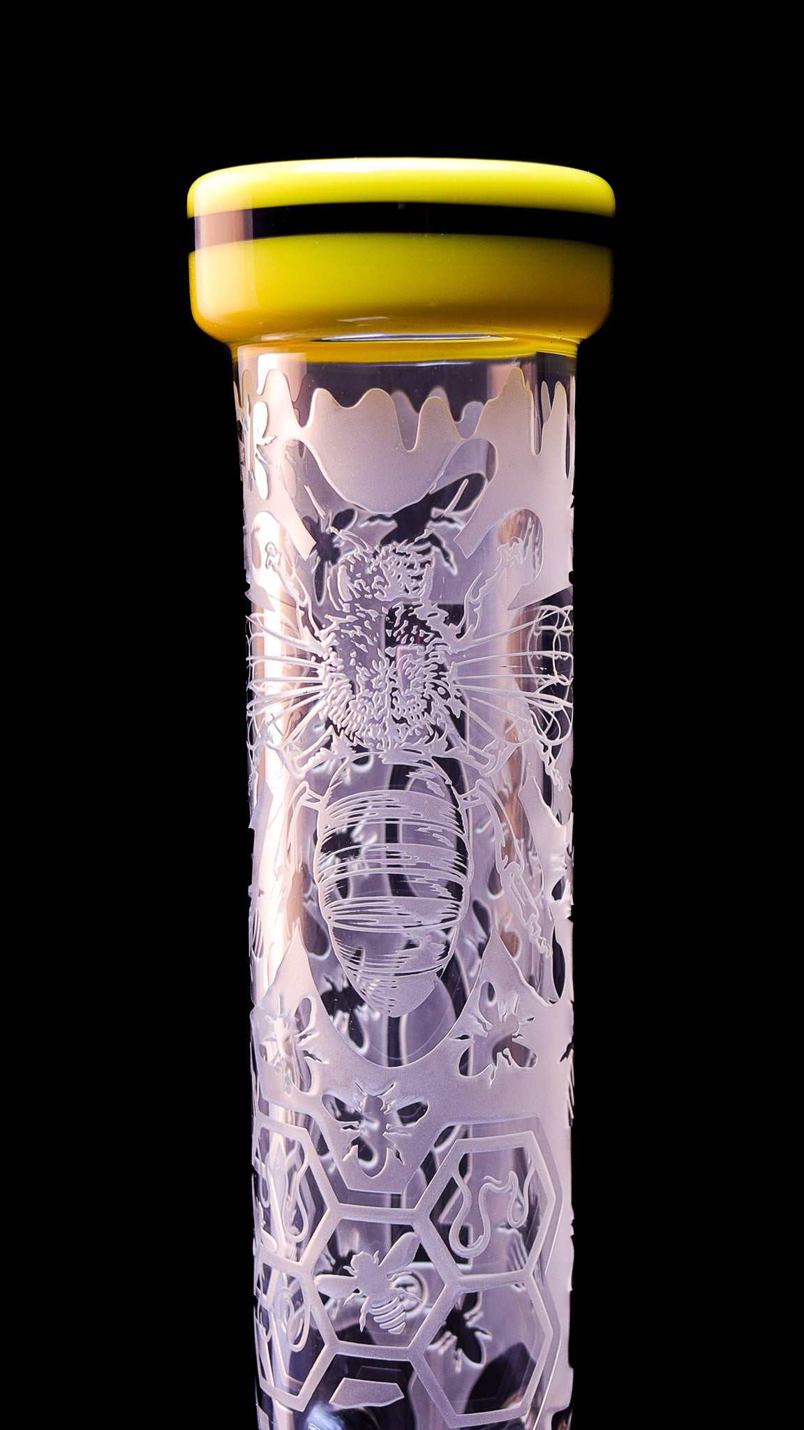 ROOR HoneyBee 14 inch Beaker 50x5mm double color lip sandblasted glass bong with matching downstem and bowl