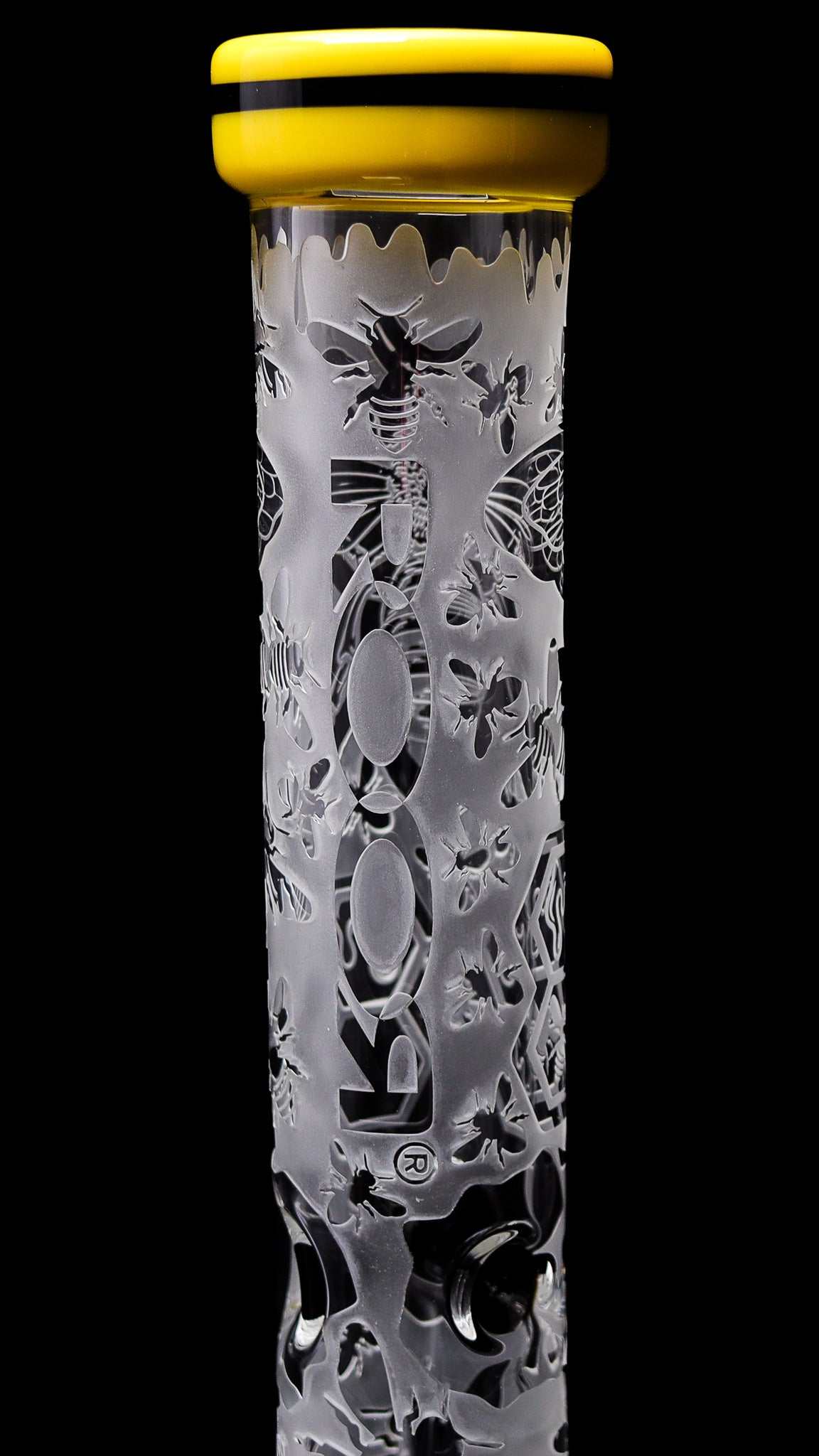 ROOR HONEYBEE 14" Beaker 50x5mm sandblasted glass water pipe with double color lip and matching downstem and bowl