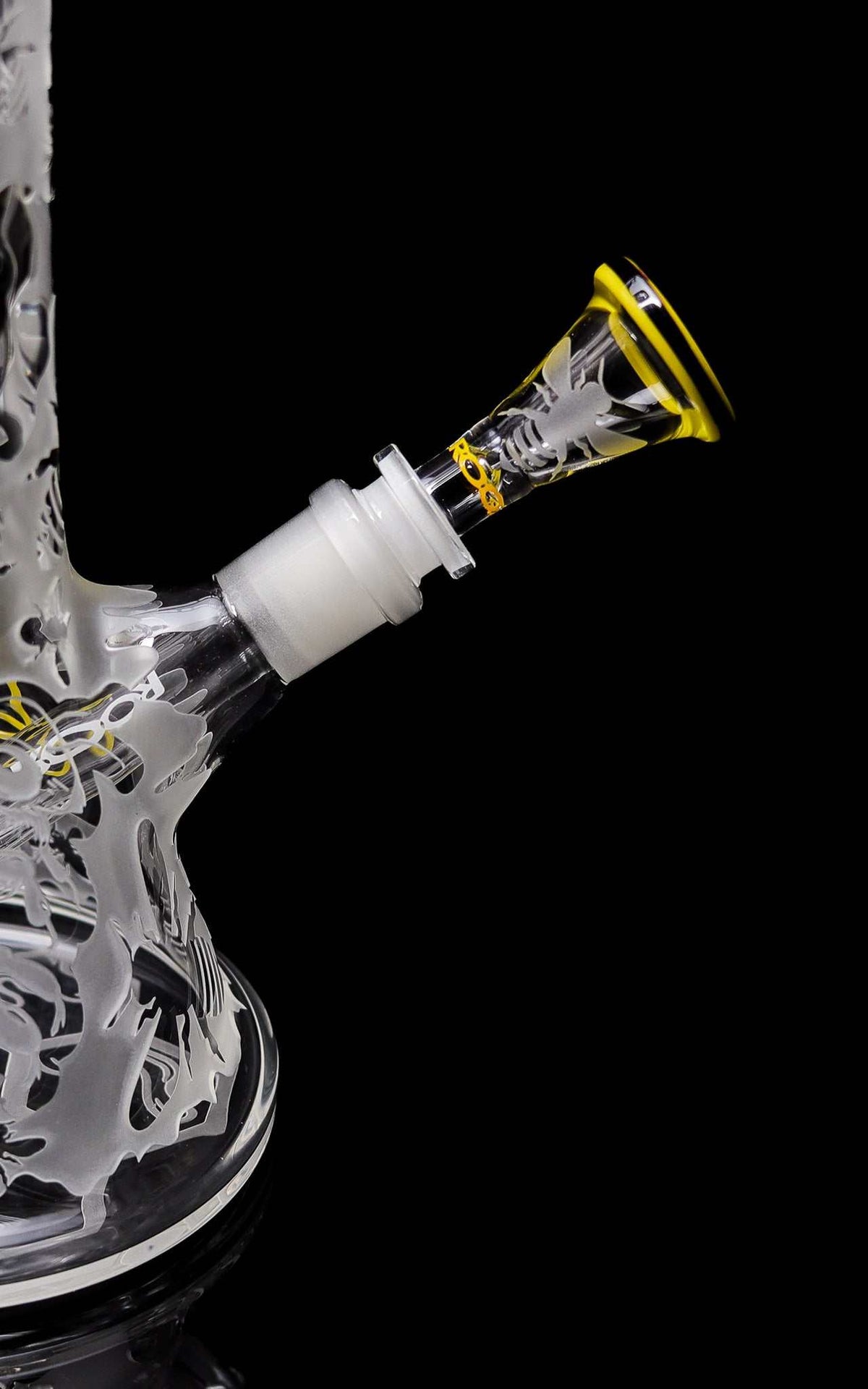 ROOR HONEYBEE 14" Beaker 50x5mm custom sandblasted glass bong with double color lip and matching downstem
