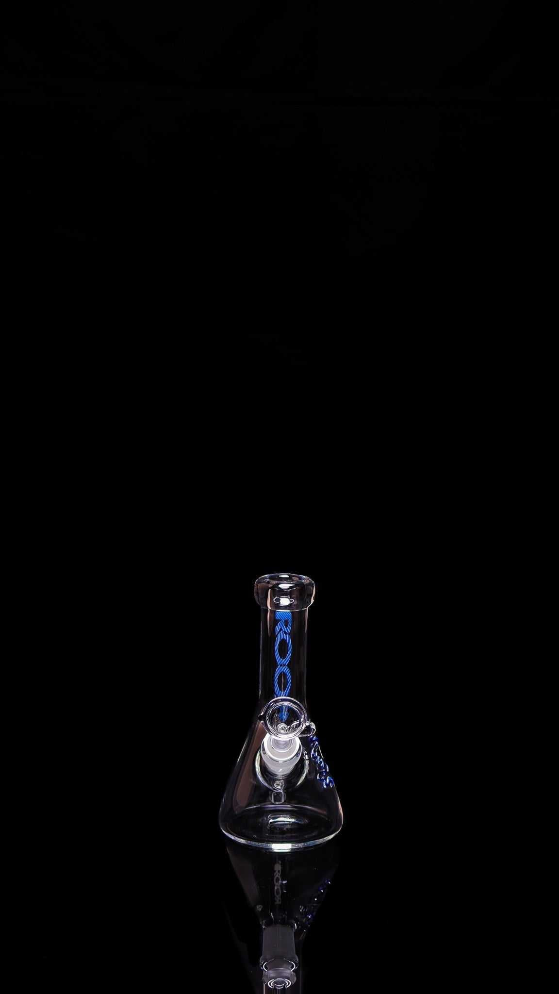 ROOR® Micro 6" Beaker 26x4mm clear glass against black background.