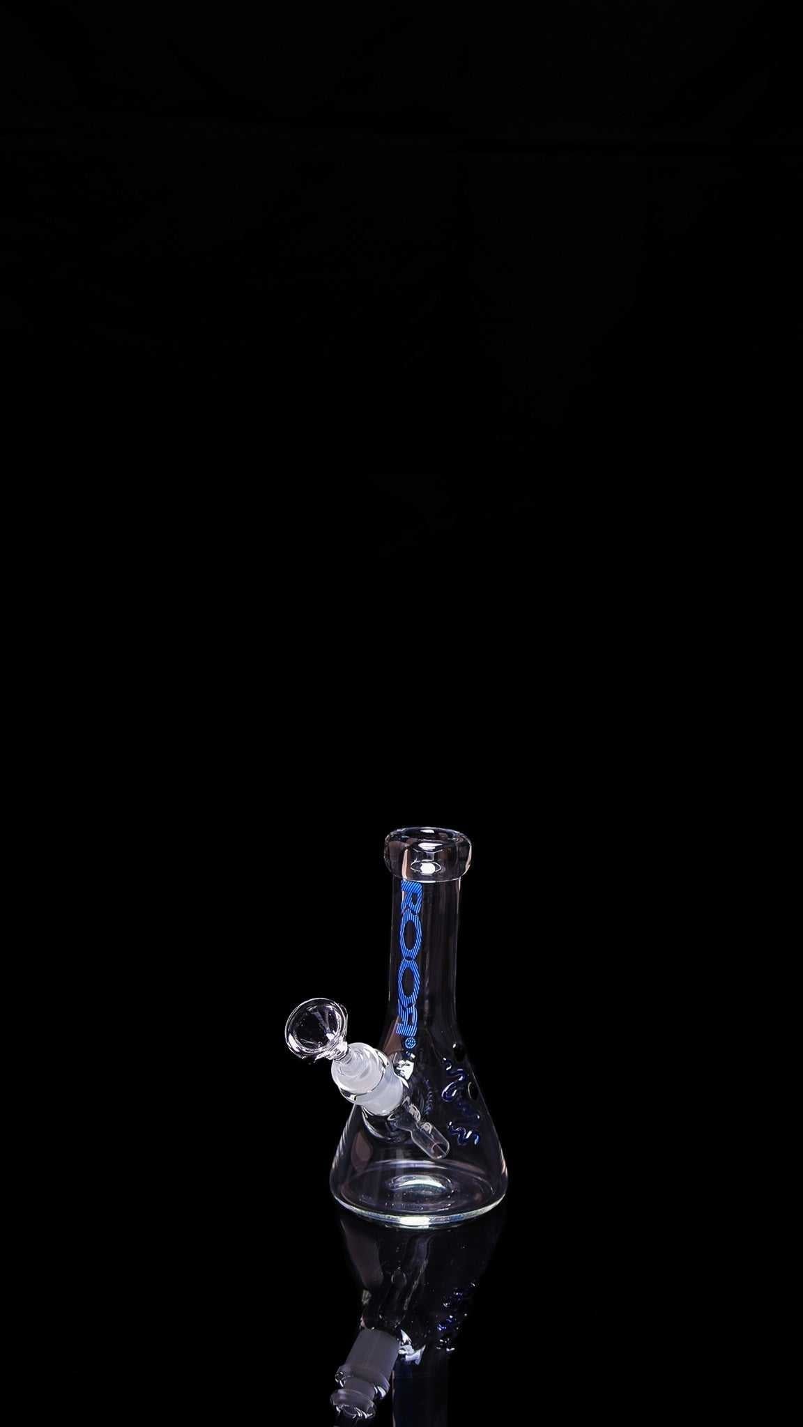 ROOR® Micro 6" Beaker 26x4mm clear glass with blue decal.