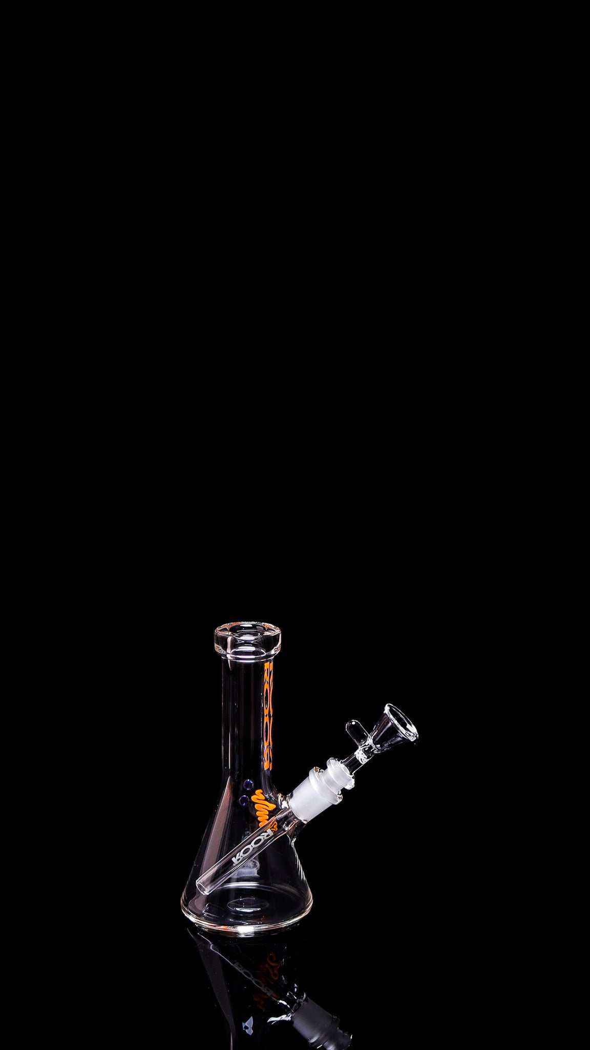 ROOR® Micro 6" Beaker 26x4mm clear glass pipe with downstem and funnel bowl.