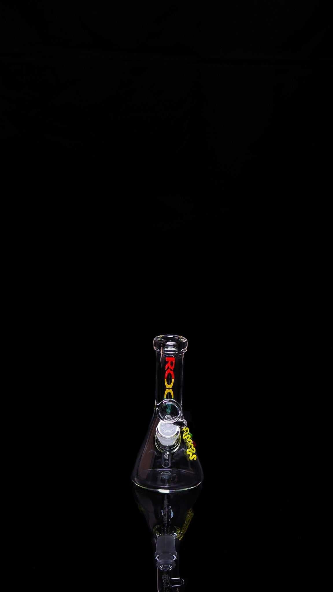 ROOR® Micro 6" Beaker 26x4mm clear glass with unique artist signature and colorful decals.