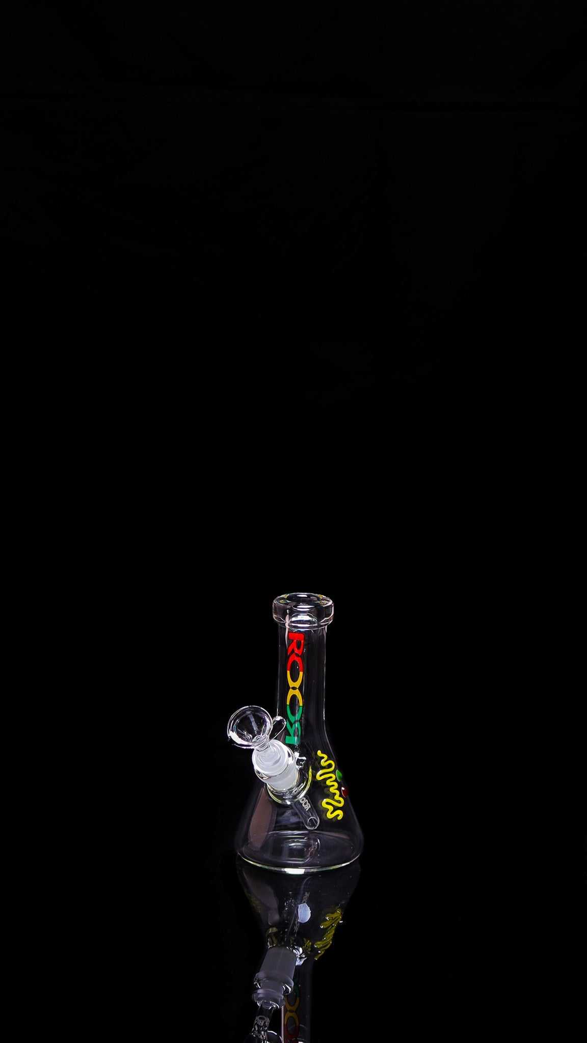 ROOR® Micro 6" Beaker 26x4mm clear with artist signature on black background.