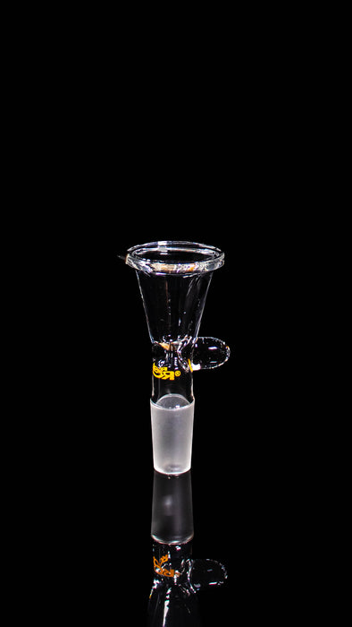 ROOR® Downstem & Bowl Set with Orange Decal on black background.