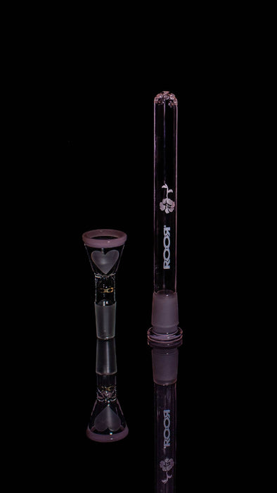 ROOR® Pink Color Downstem & Color Rim Bowl Set Sandblasted Design 5" Downstem