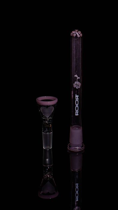 ROOR® Pink Color Downstem & Color Rim Bowl Set Sandblasted Design 5" Downstem