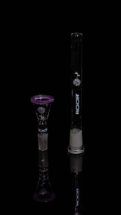 ROOR® Downstem & Color Rim Bowl Set Purple Rim Bowl Flower Design