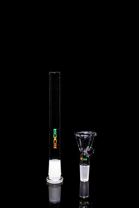 ROOR® Downstem & Bowl Set with Rasta Decal on Black Background