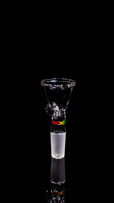 ROOR® Downstem & Bowl Set with Rasta Decal and clear glass design.