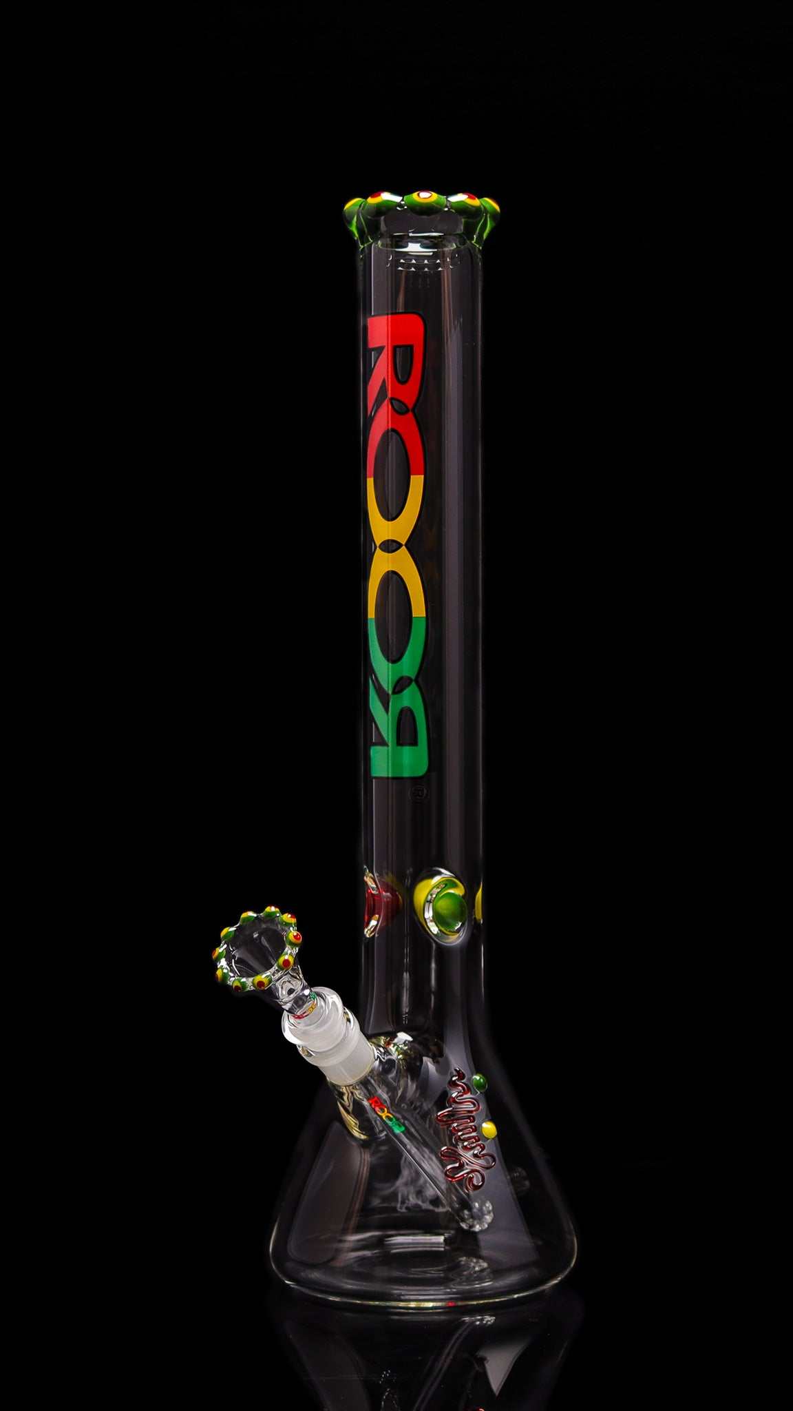 ROOR® Classic 18" Beaker 50x5mm Triple Crown RASTA with colorful Rasta design on the tube.