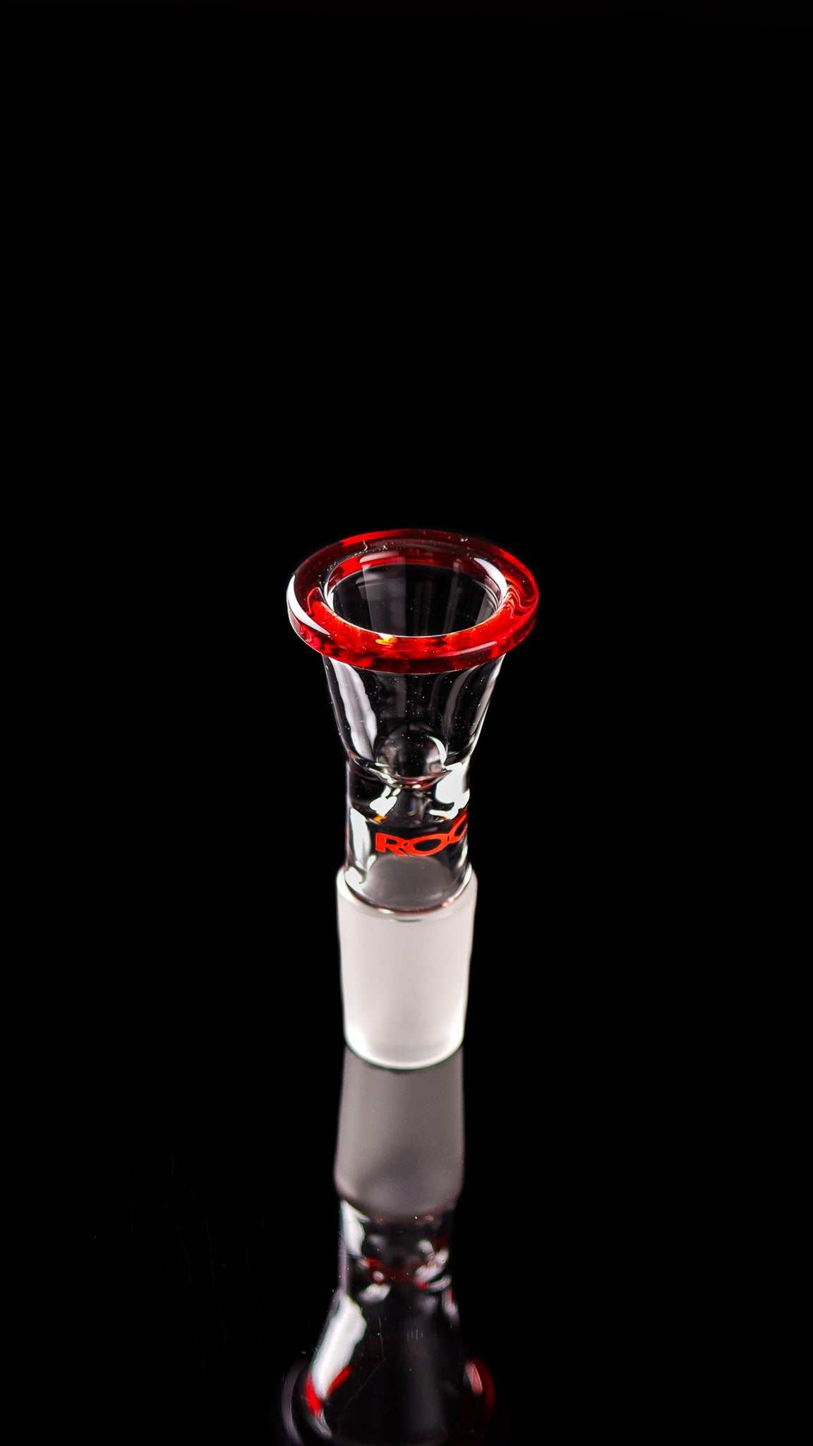 ROOR® Color Rim Bowl Exclusive Limited RED Edition glass funnel bowl with red rim and decal on black background
