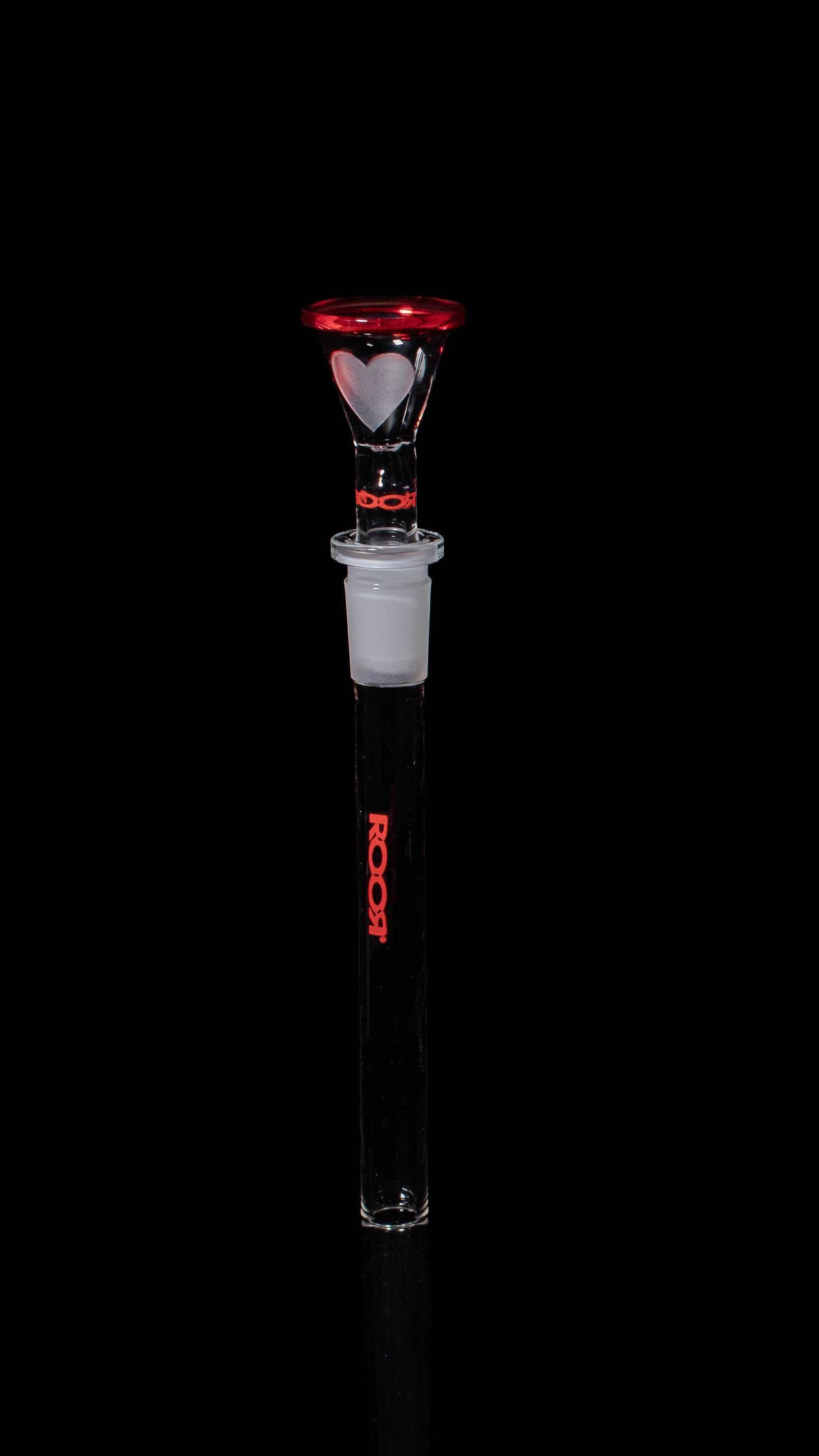ROOR® Downstem and Color Rim Bowl Set with red heart design and matching red decal
