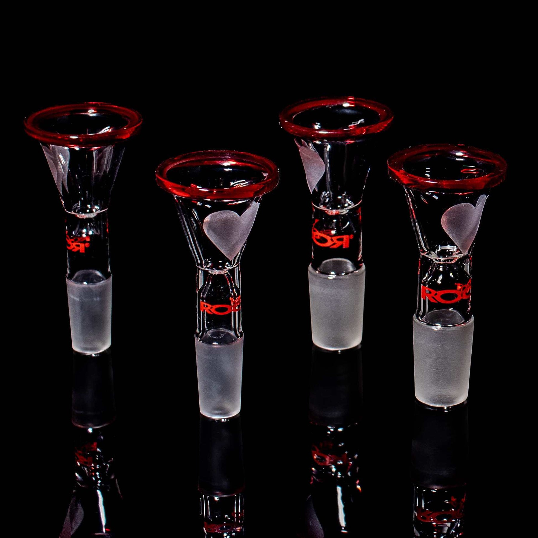 Limited edition ROOR® Color Rim Bowl with red heart design and red rim, available in 14.5mm or 18.8mm male joint sizes