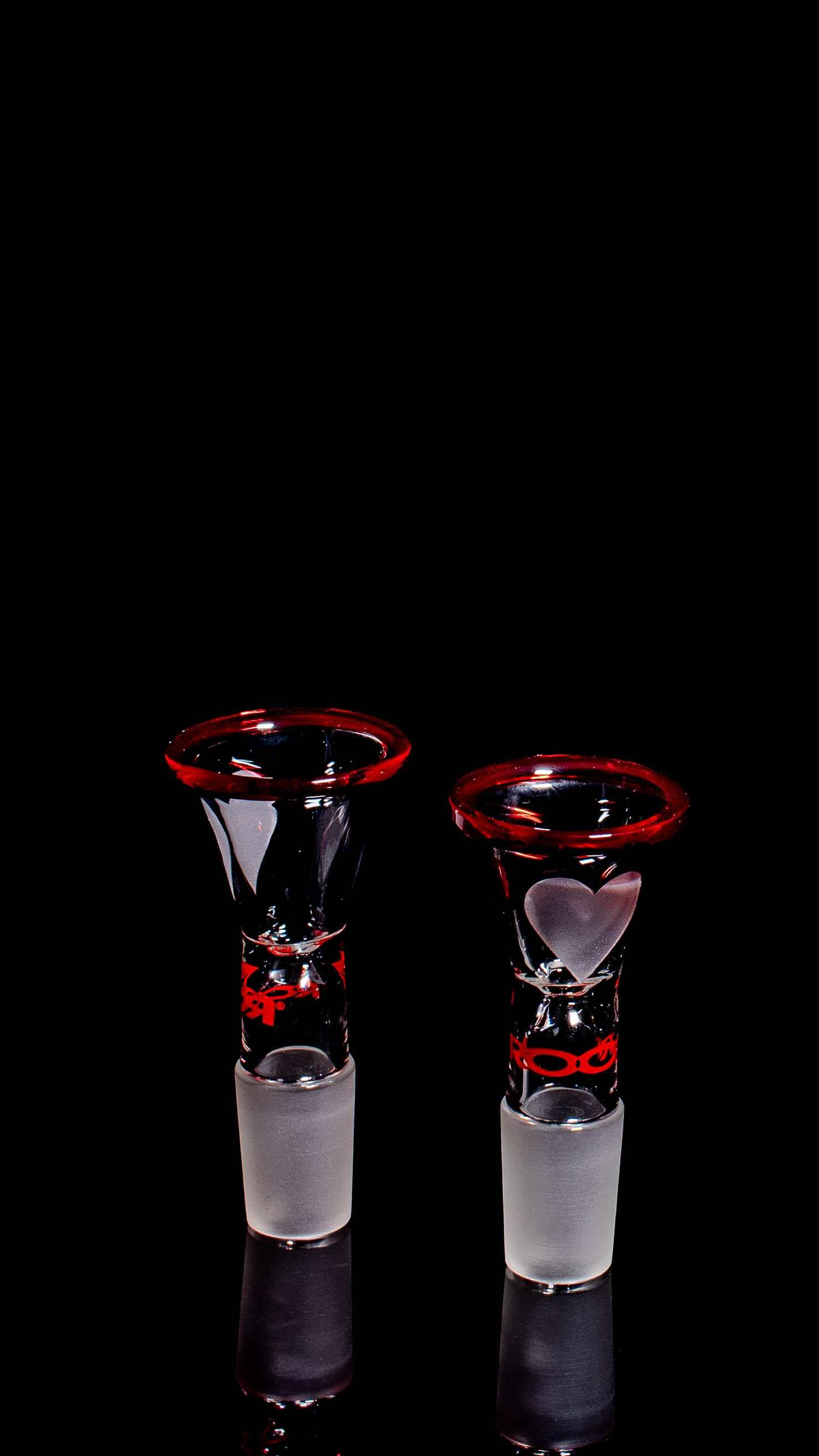 ROOR® Color Rim Bowl red limited edition funnel bowl with sandblasted heart design and red rim