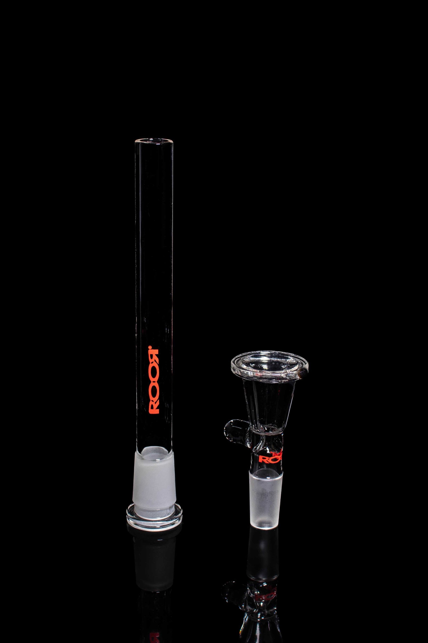 ROOR® Downstem & Bowl Set with Red Decal on Black Background