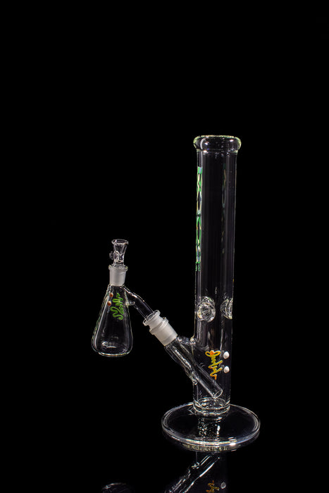 Exclusive Collectors Bundle Set with ROOR 14” Straight 45x5 and matching decal Debris Catcher 14mm on black background.