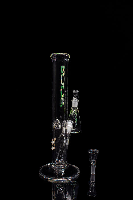 Exclusive Collectors Bundle Set - ROOR 14” Straight with matching decal Debris Catcher 14mm on black background.