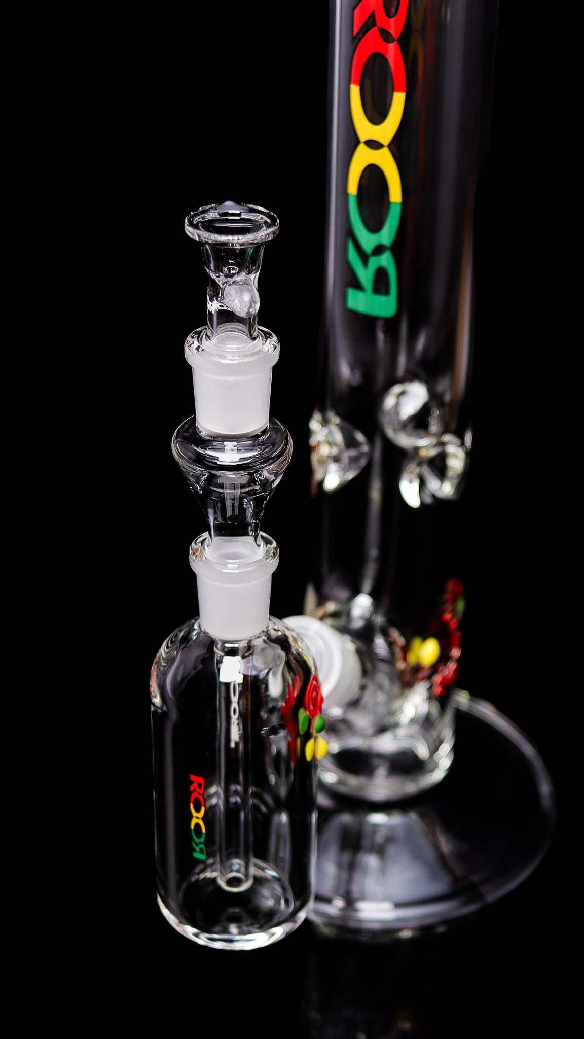 Exclusive ROOR 14” Straight Base with RASTA Label and Matching Ashcatcher, Collectors Set.