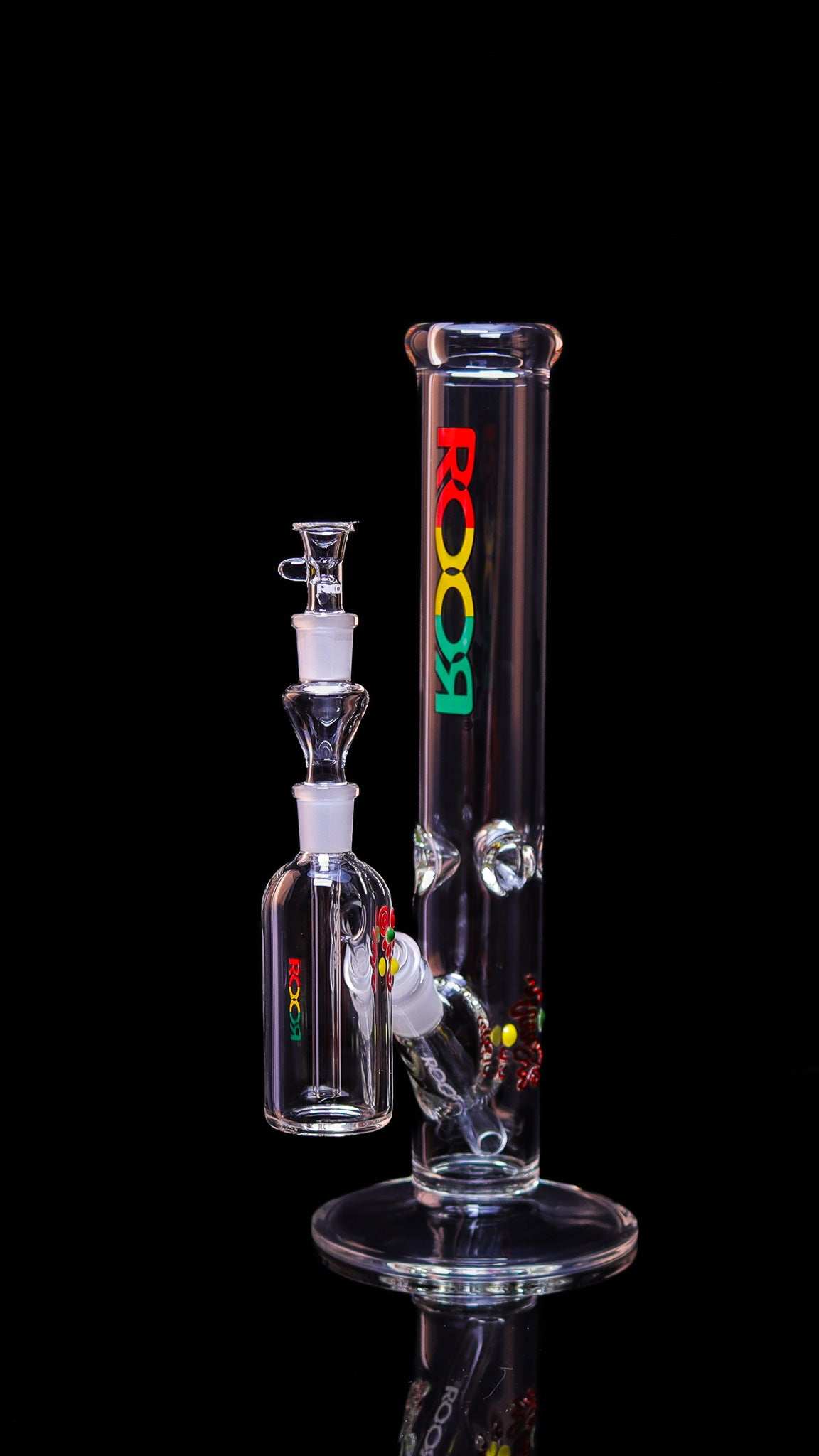 Exclusive Collectors Set - ROOR 14” Straight Base RASTA Label, Matching Ashcatcher 14mm