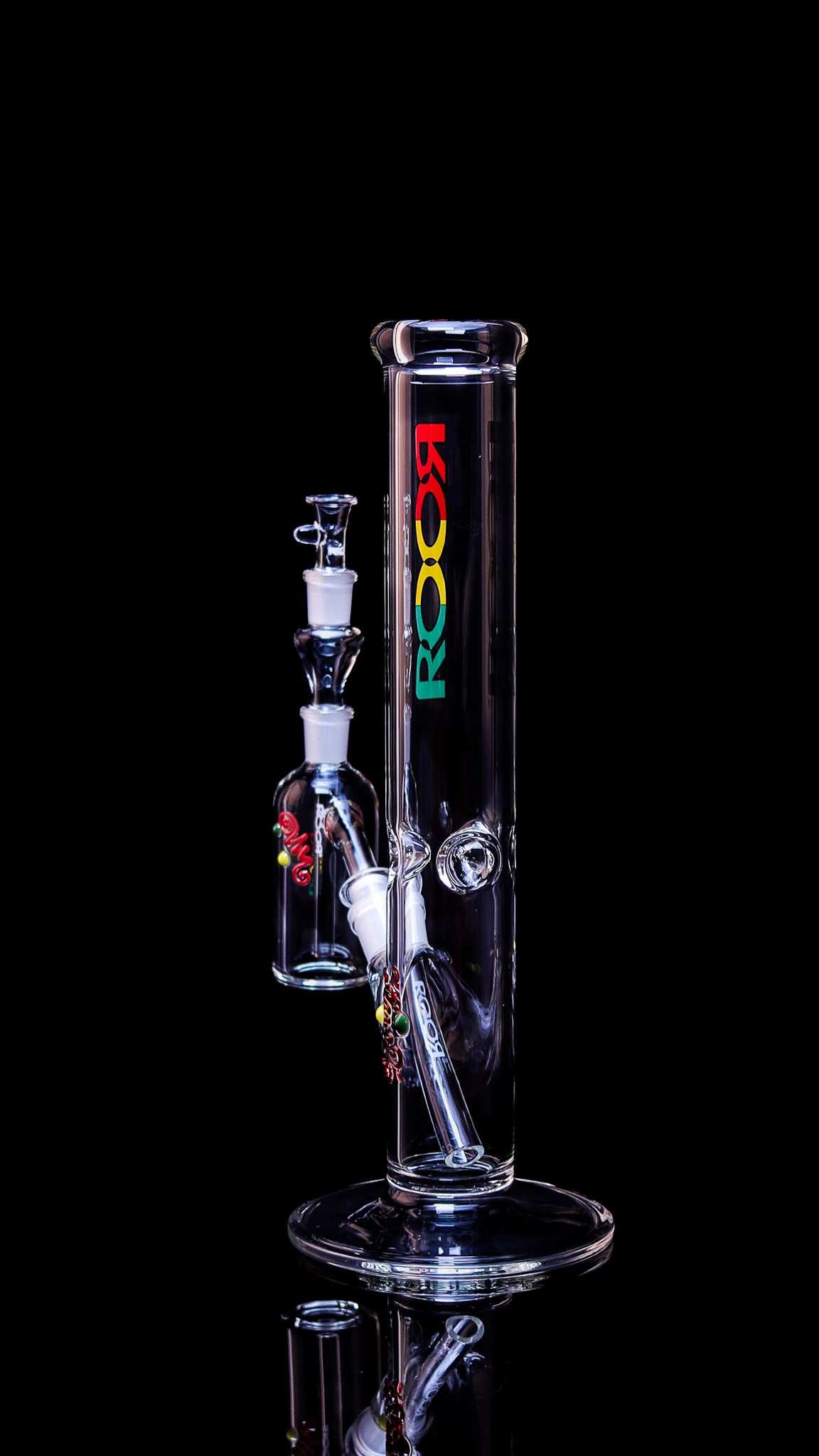 Exclusive ROOR 14” Straight Base with RASTA Label and Matching Ashcatcher Collectors Set