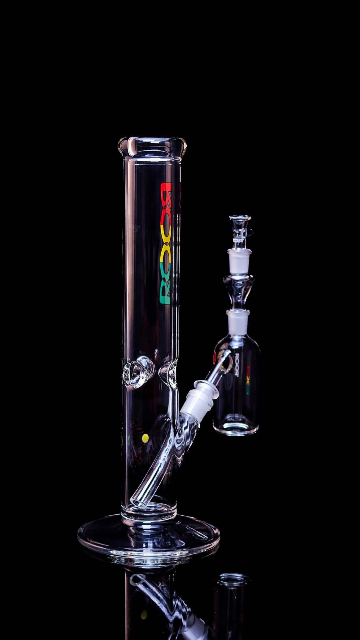 Exclusive ROOR Collectors Set with 14” straight base, RASTA label, and 45° matching ashcatcher.