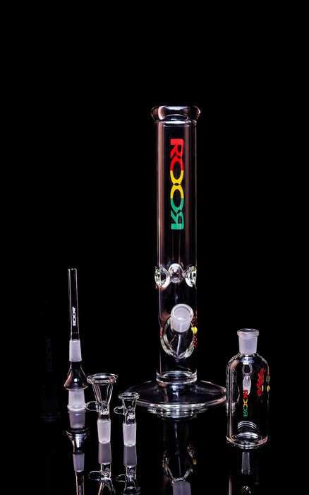 Exclusive, Collectors Set - ROOR 14” Straight Base 50x5 RASTA Label & Matching Ashcatcher 45x5 14mm