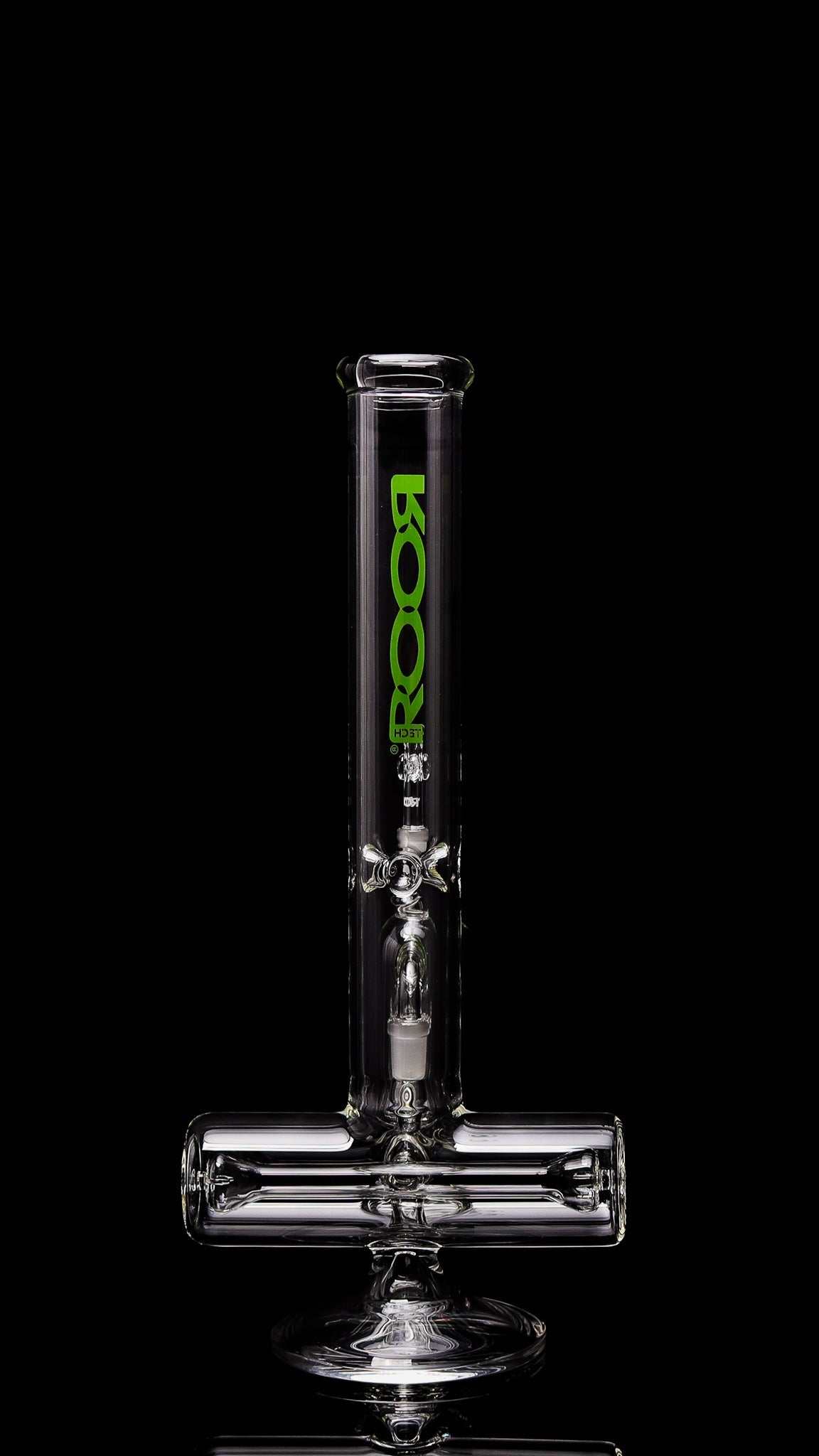 ROORTech 18-inch green inline glass water pipe with matching 10-arm ashcatcher for smooth, cool hits.