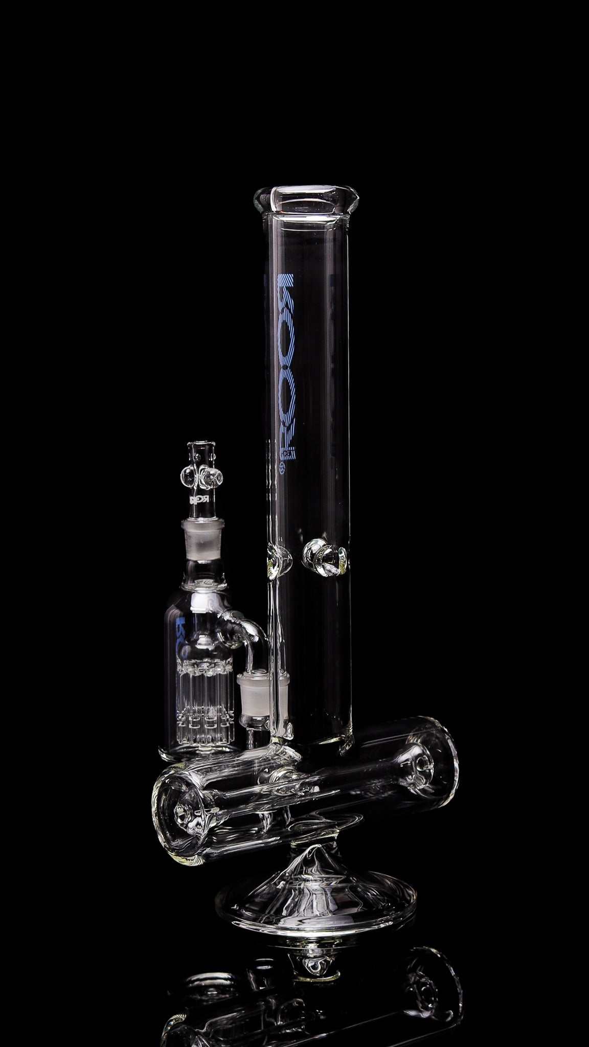 ROORTech 18-inch inline glass water pipe with 50x5mm thickness and matching 10-arm ashcatcher collector set