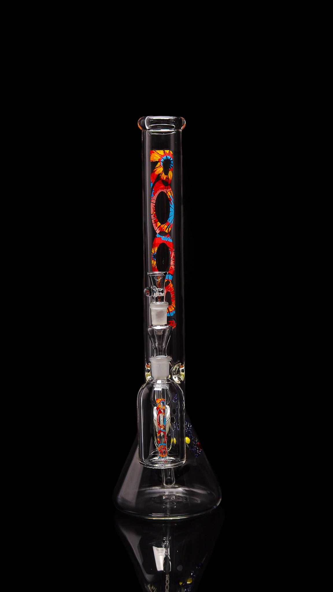 Exclusive ROOR 18” Beaker Base with Tie Dye Label and Matching Ashcatcher, Collectors Bundle Set.