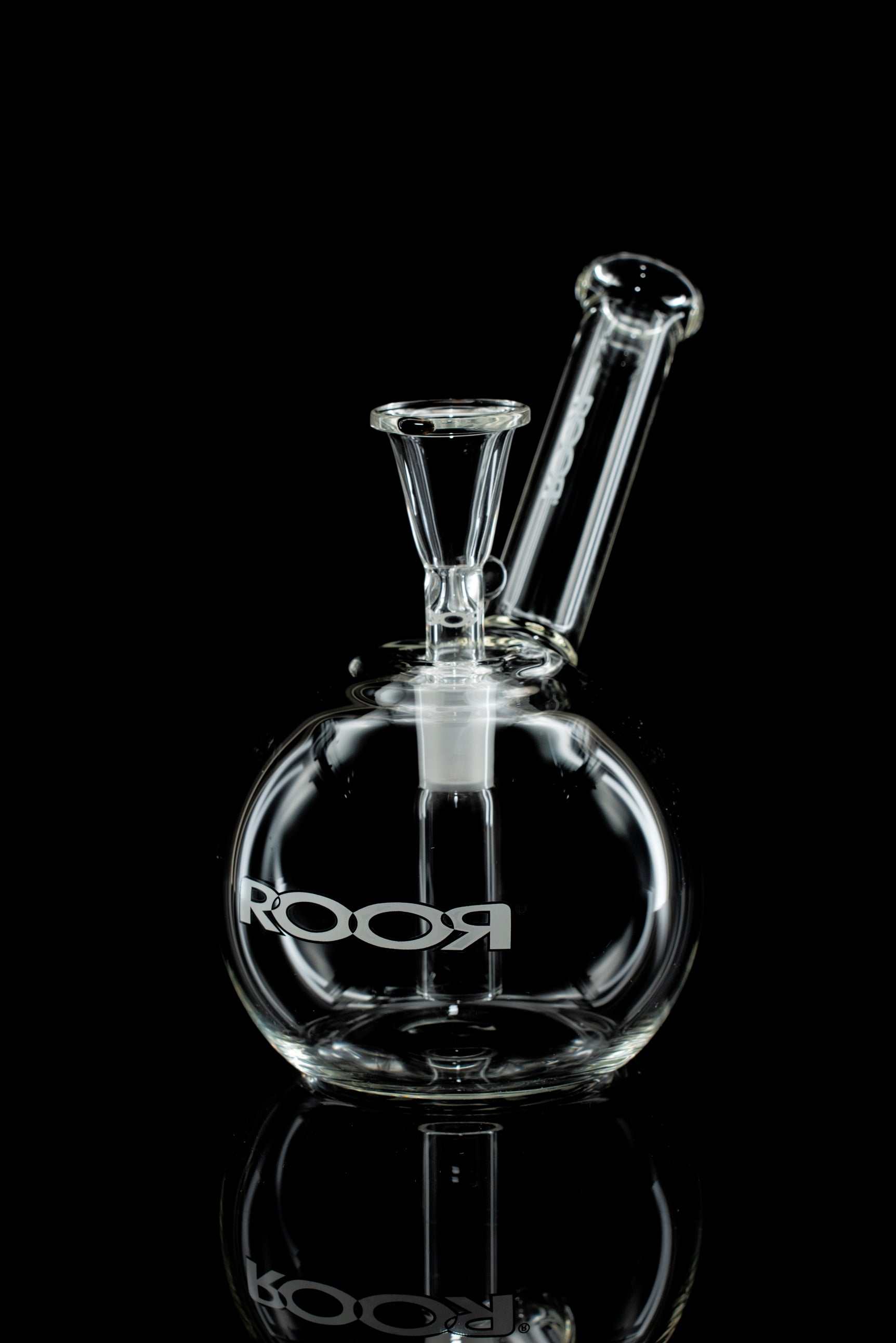ROOR Mini Sphere Bubbler with spherical base and arm mouthpiece compact glass bong