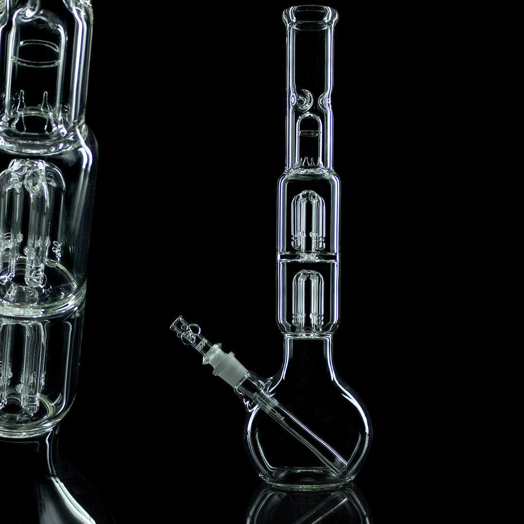 ROOR Tech Double 4-Arm Tree Bubble Base glass bong with bubble base and tree percolators.