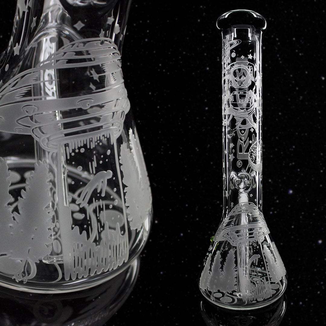 ROOR 14" Beaker 45x5mm with Alien O.G. custom sandblasted glass design