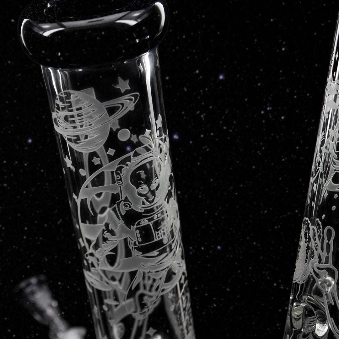 ROOR® 14" Beaker 45x5mm glass tube with Alien O.G. custom sandblasted astronaut design and space motifs