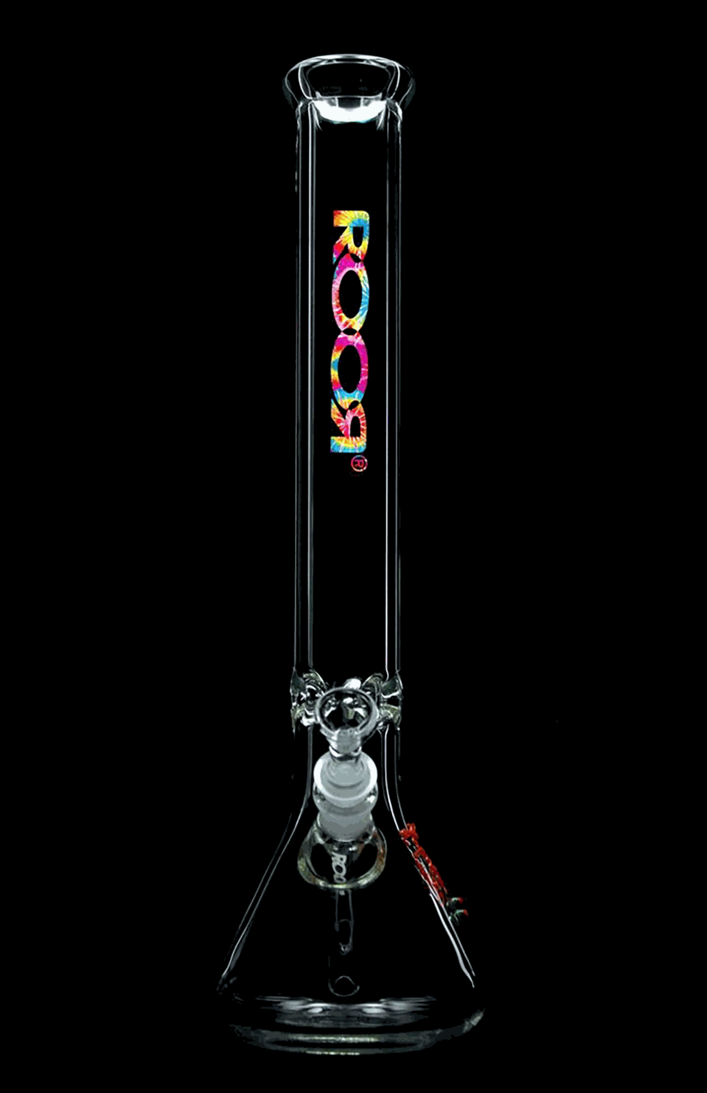 ROOR® Classic 18" Beaker with Tie Dye decal, 50x5mm glass design.
