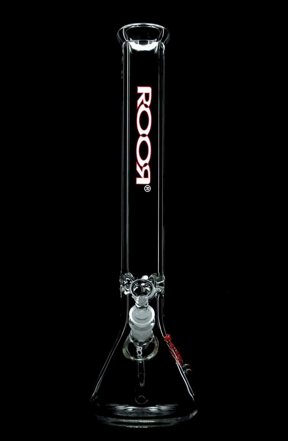 ROOR Classic 18-inch beaker bong 45x5mm German glass white and red logo on black background