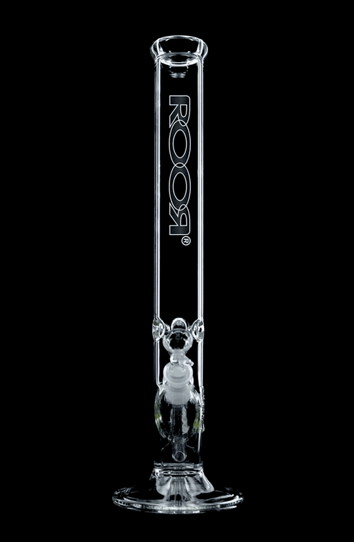 ROOR® Classic 18" Straight 50x5mm Black & White glass tube with black logo.