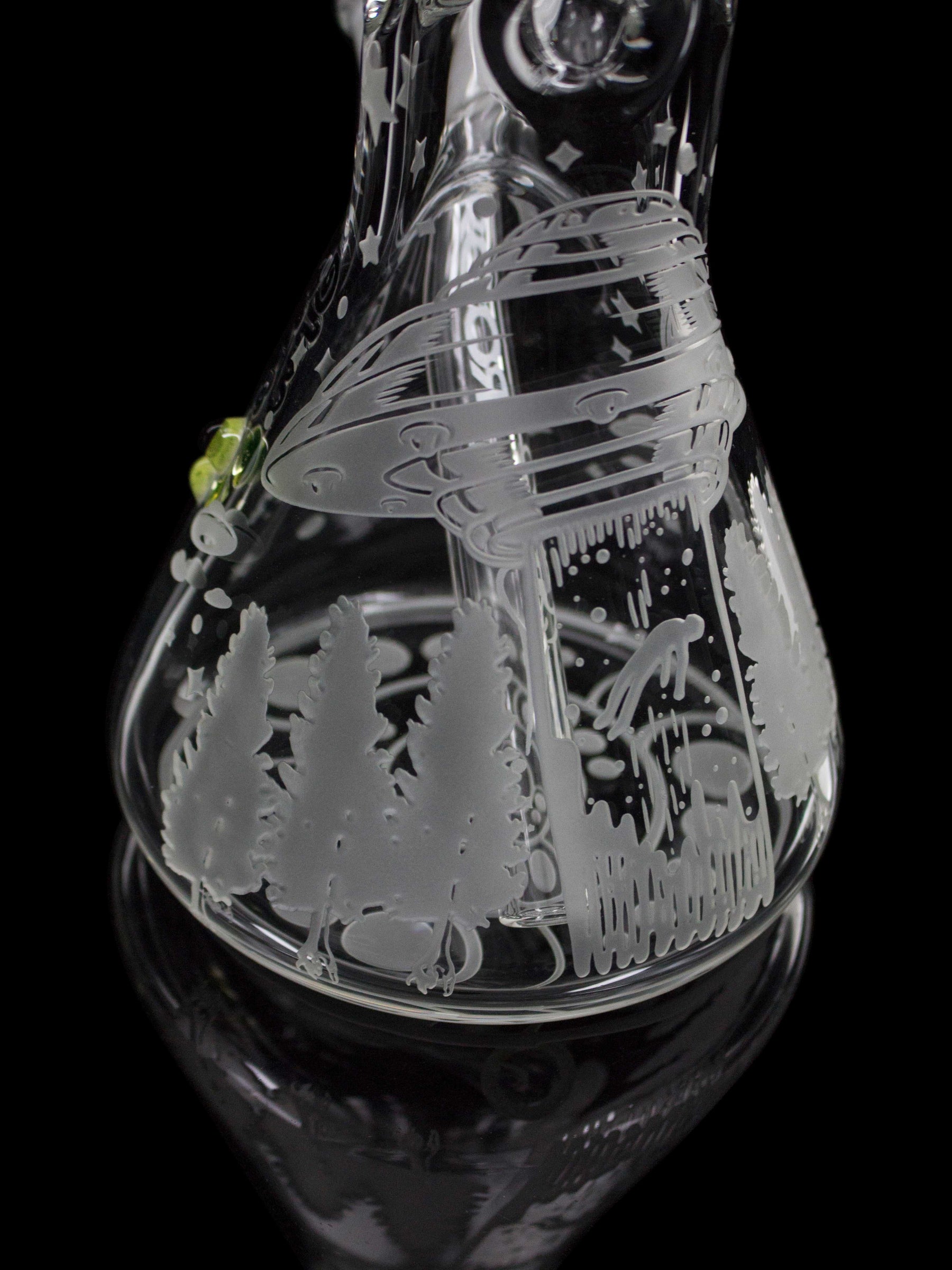 ROOR 14" Beaker 45x5mm with Alien O.G. custom sandblasted UFO and forest design