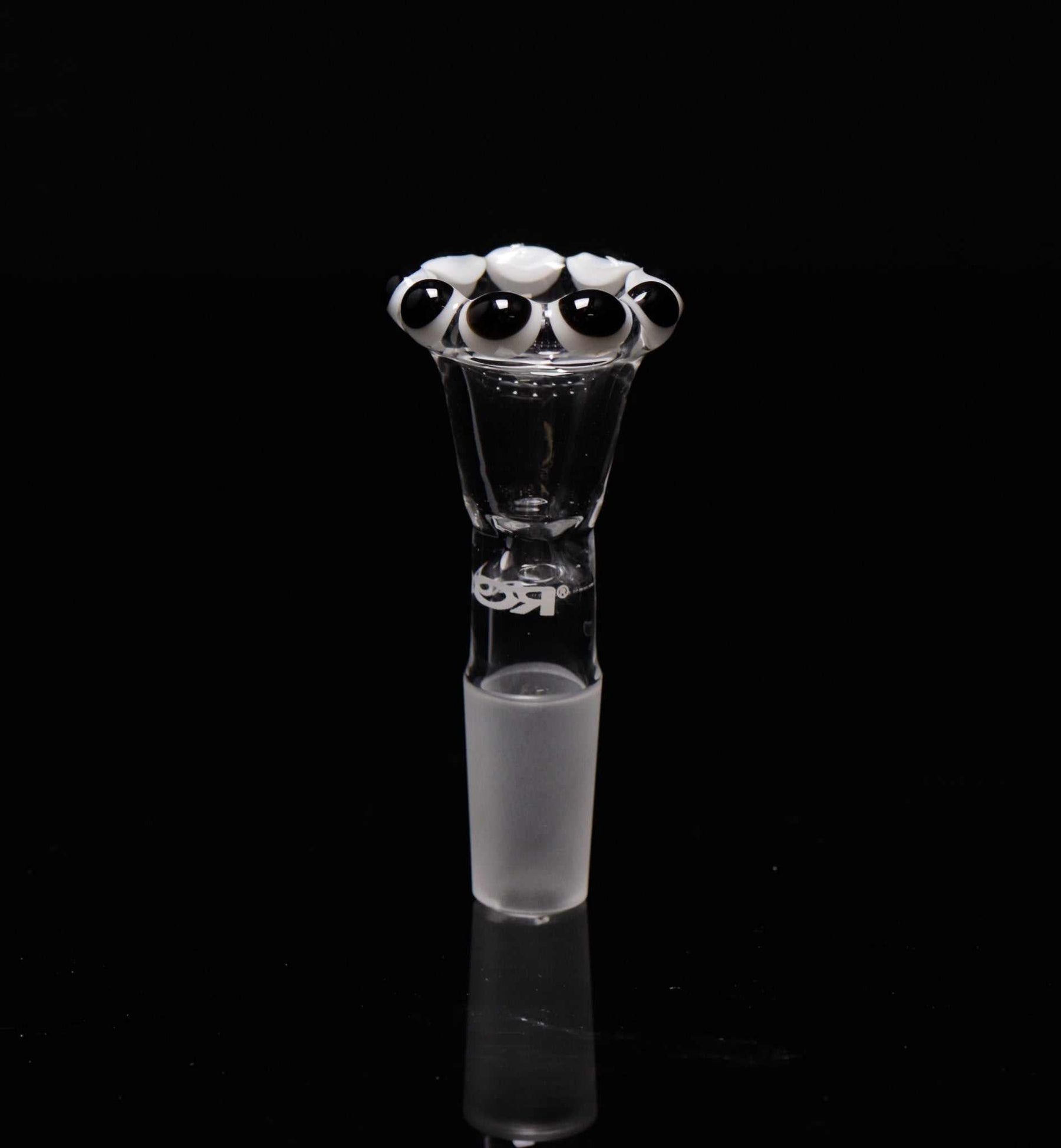 ROOR® Custom White Black Color Crown Bowl with 14.5mm joint, handcrafted glass design.